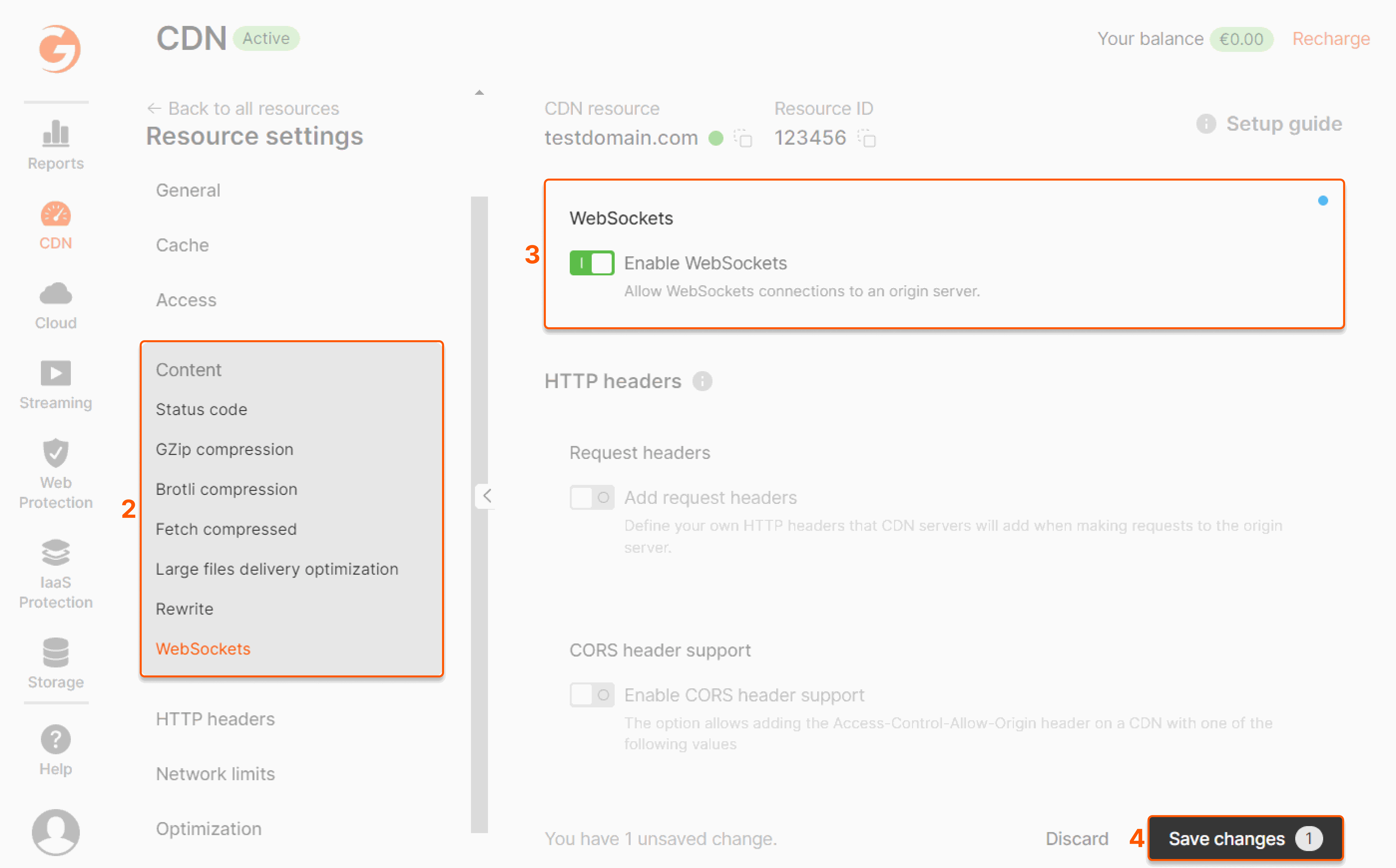 Manage the WebSockets feature