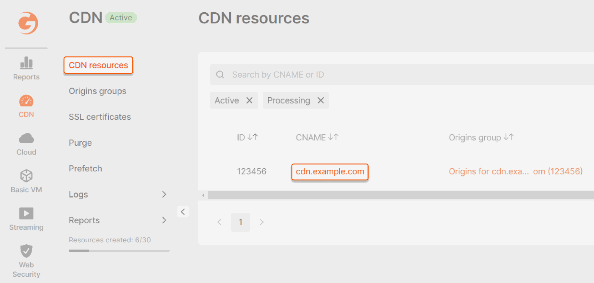 CDN resources tab from where you can open settings