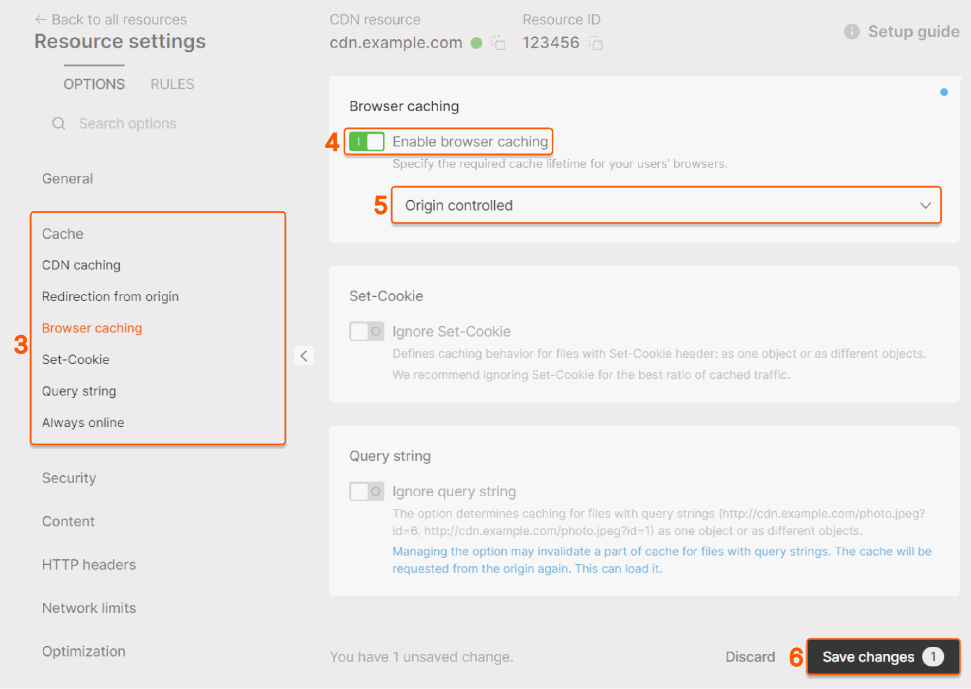 Configure Browser Caching Option