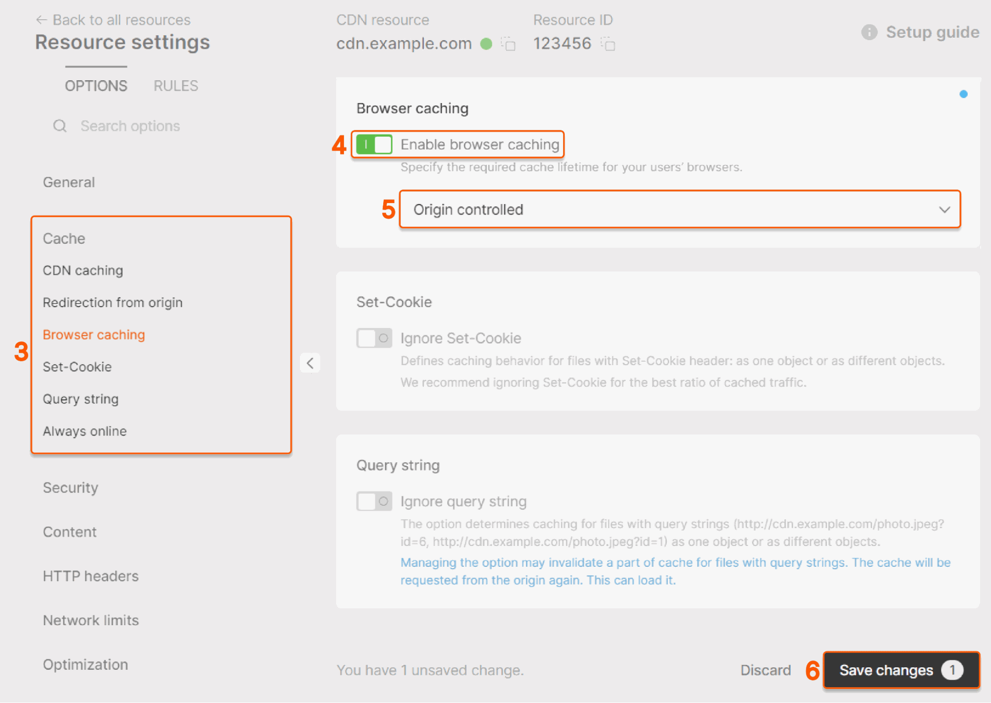 Configure Browser Caching Option