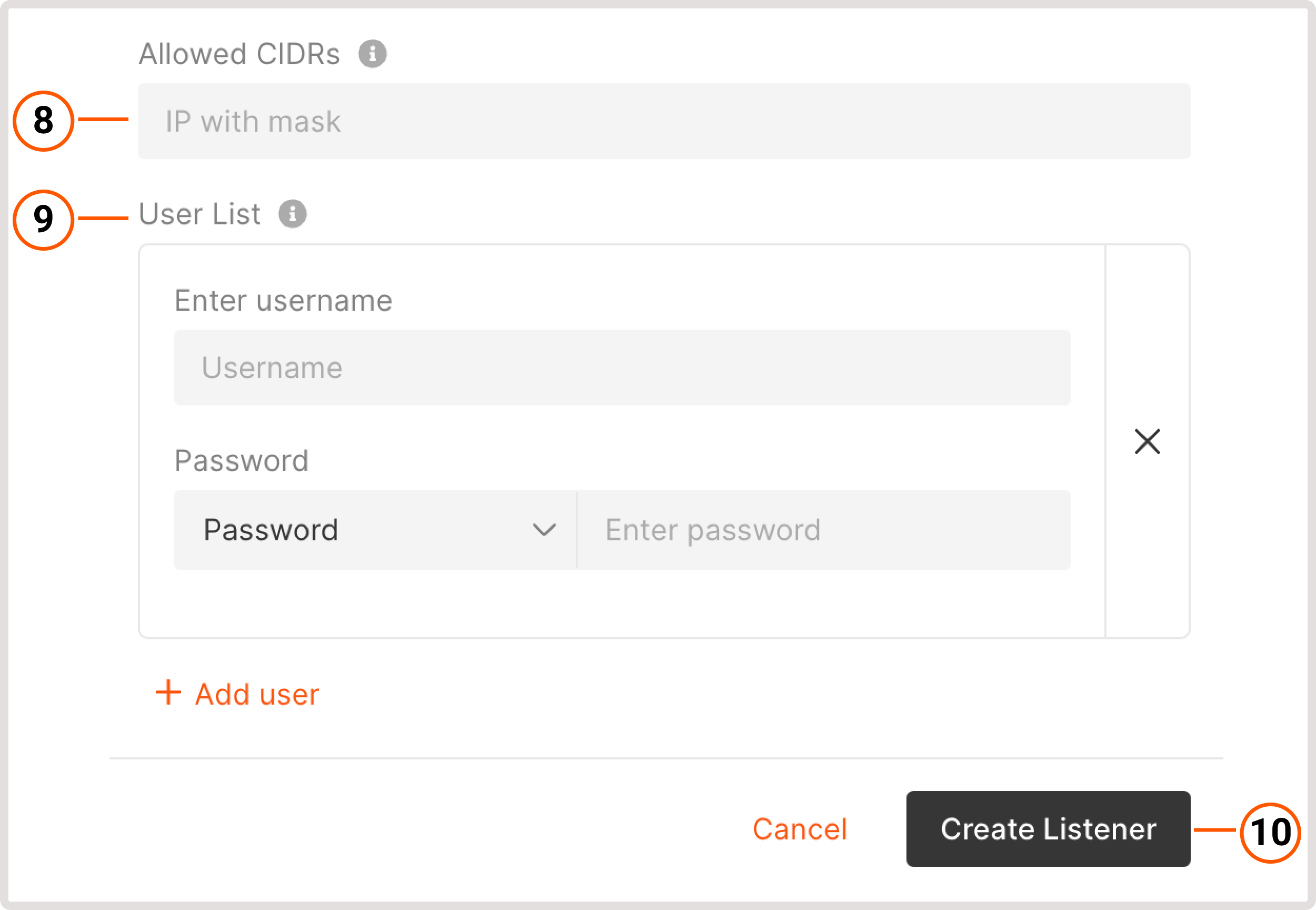 Create a listener dialog