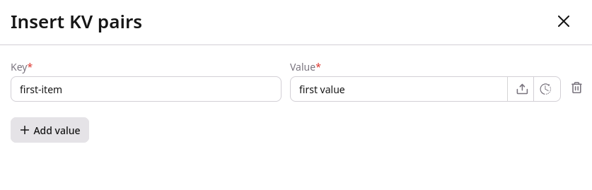Side panel with key-value input rows