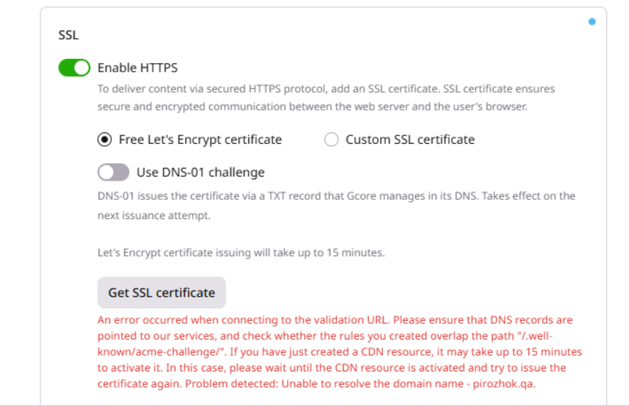 Pre-validation failed status