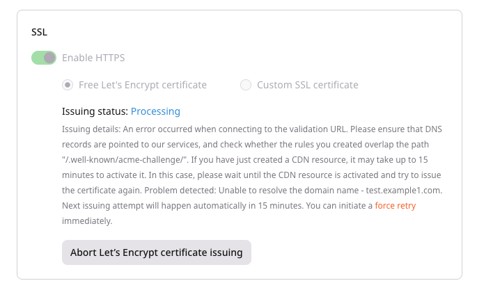 Processing with issue status
