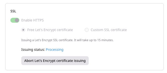 Processing status