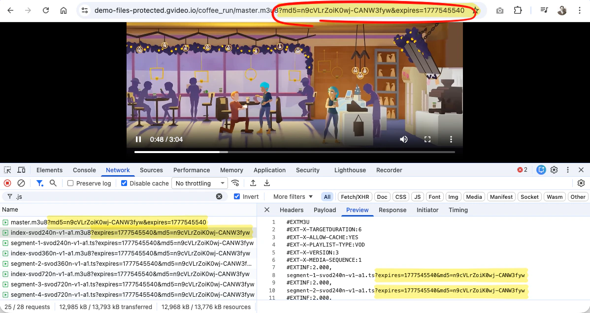 Query string parameters are inserted into manifest body links automatically
