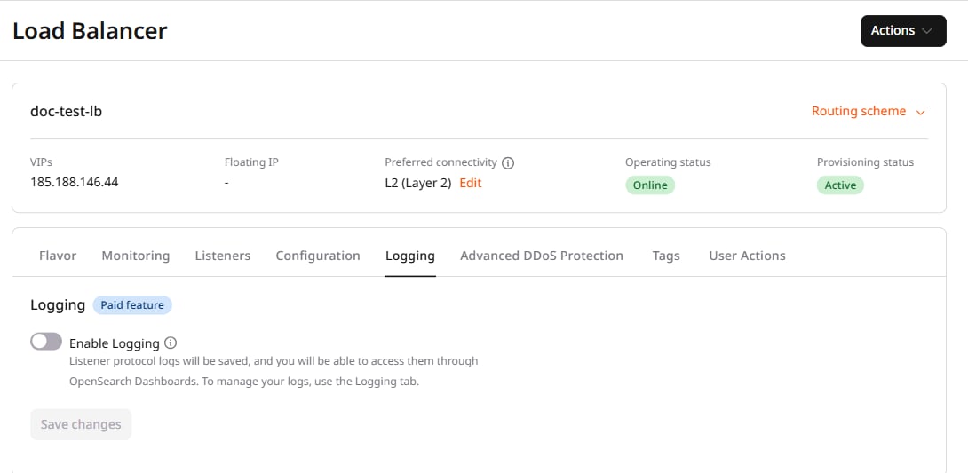 Logging tab