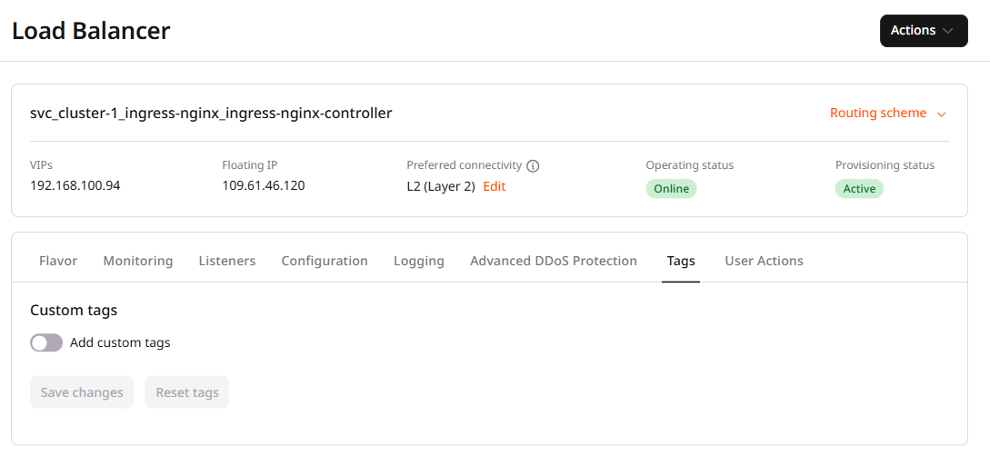 Tags tab settings