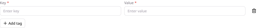 Tags tab on a load balancer with Add custom tags selected and key-value fields visible