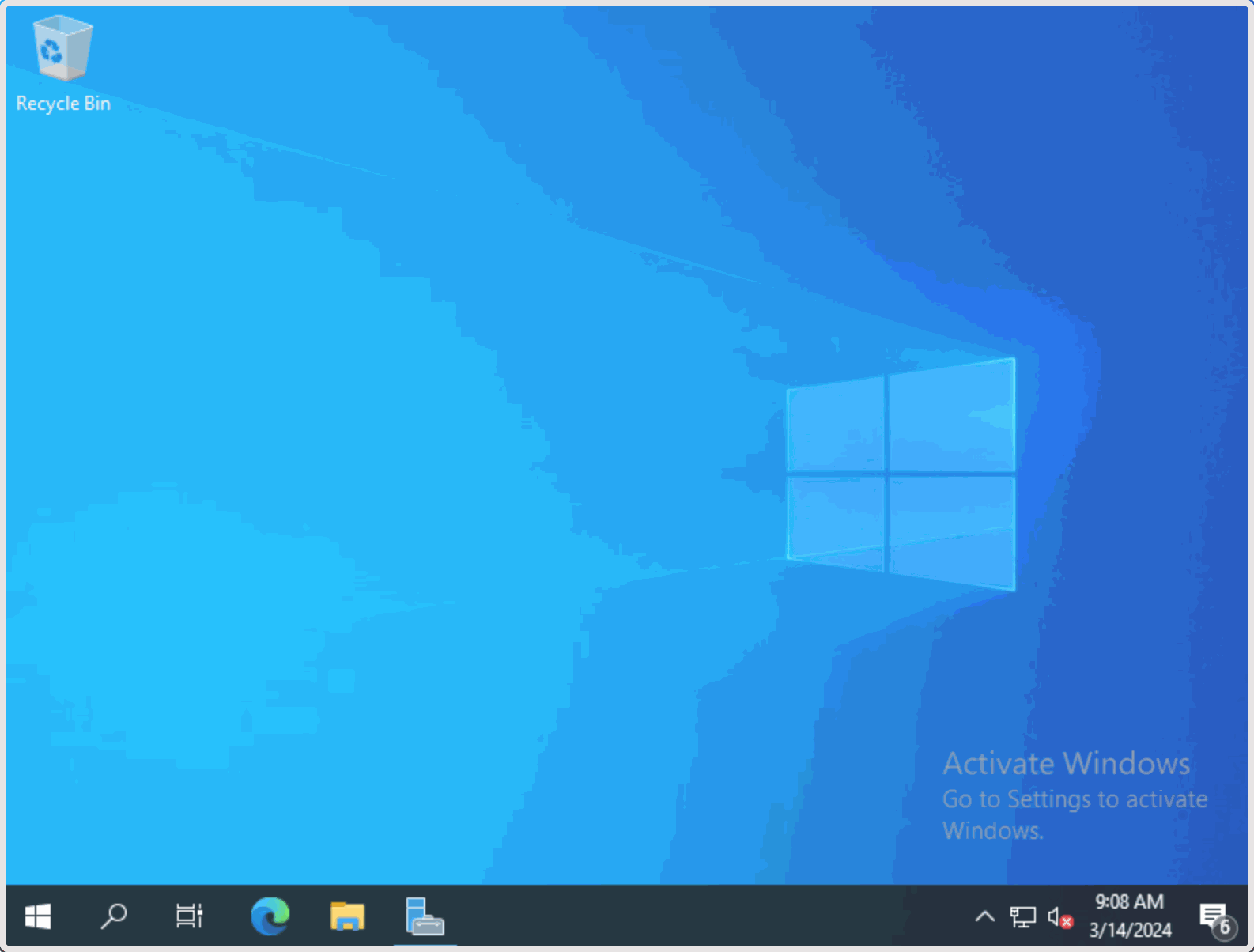 Windows desktop after connecting to the VM