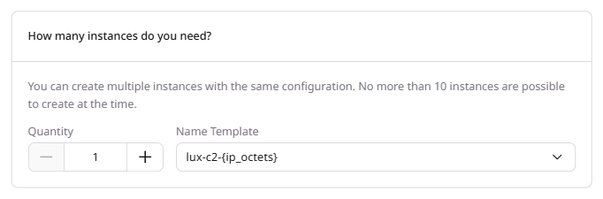 The field to set the number of instances