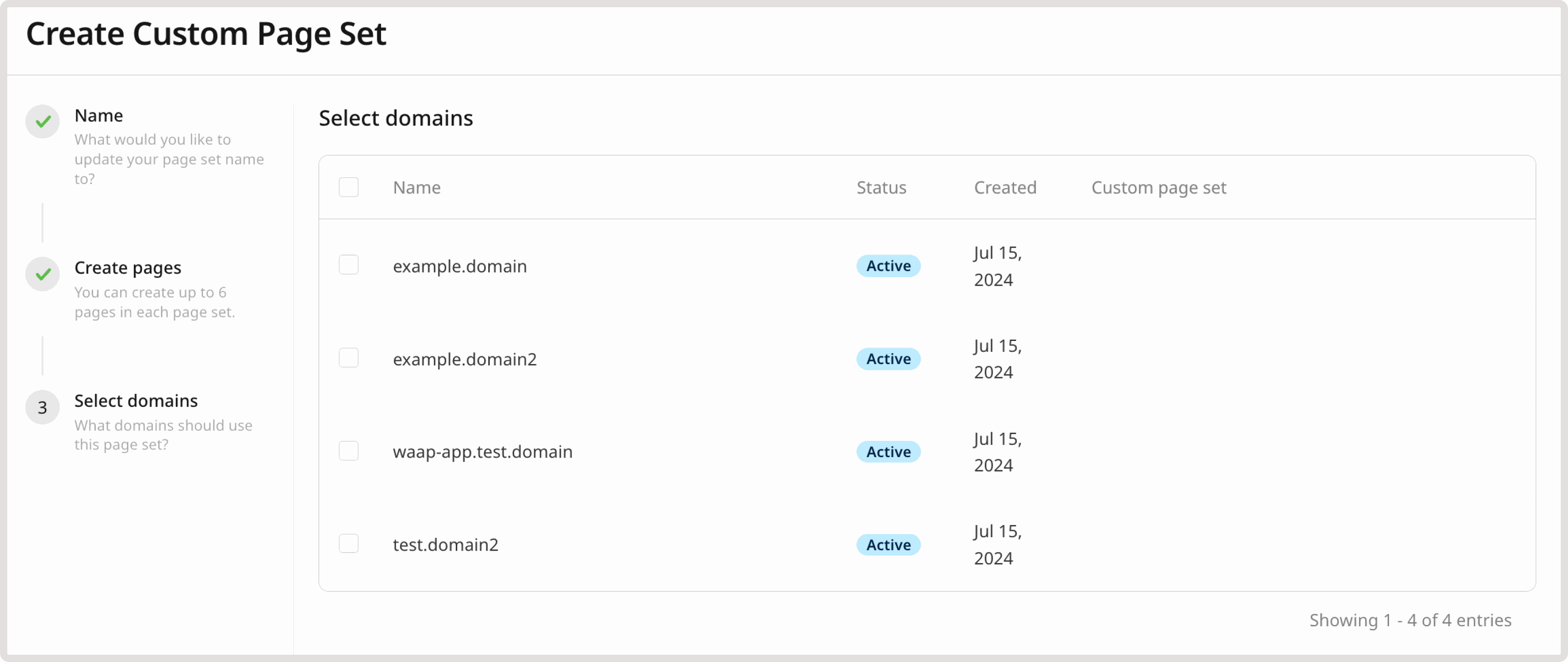 List of domains to select
