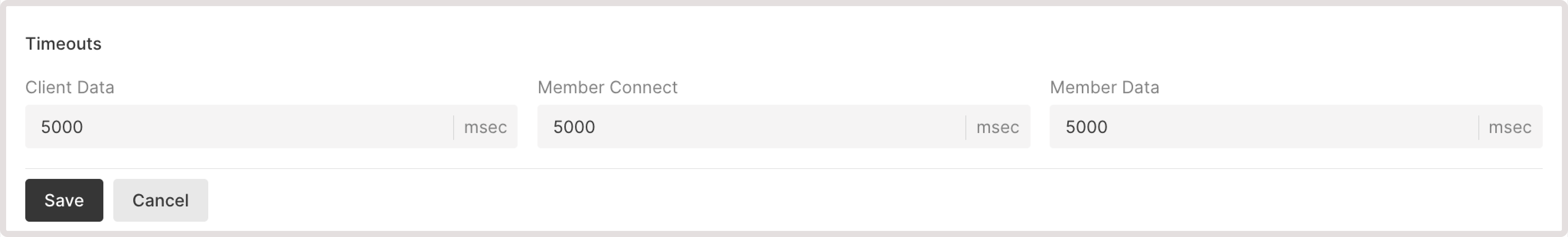 Listeners tab with timeouts settings