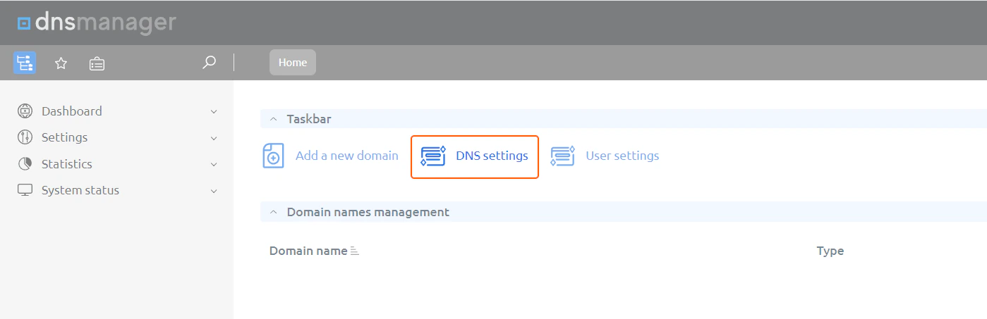 DNS settings