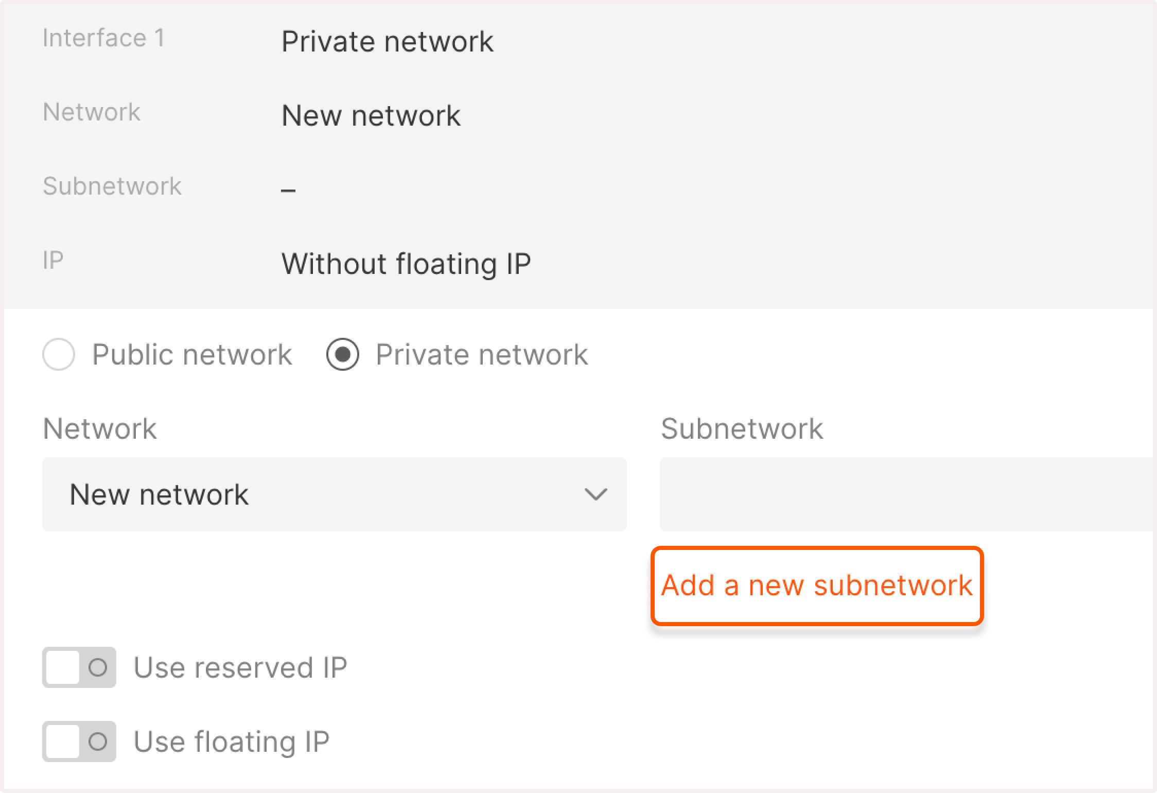 Add a new subnetwork