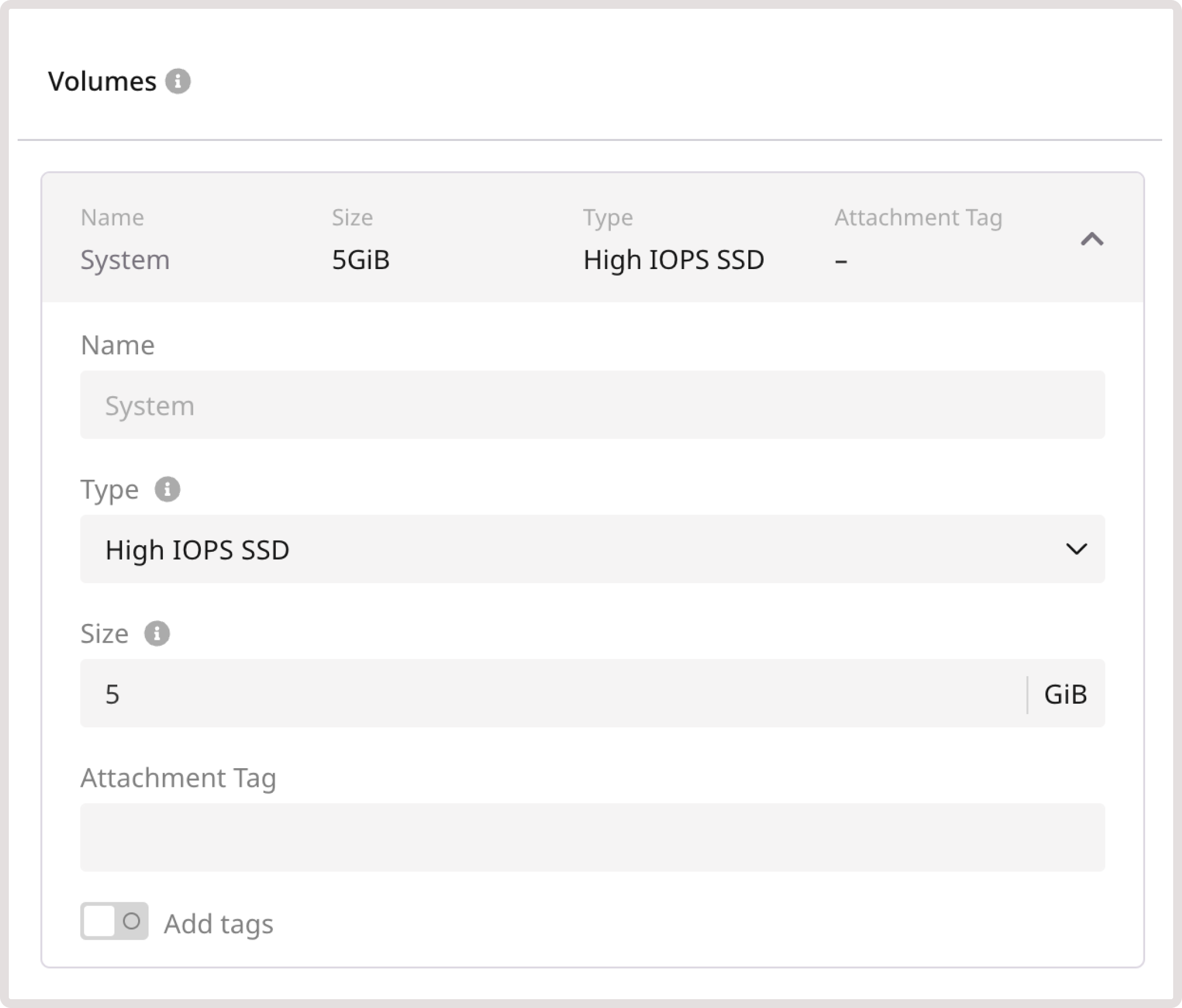 Configure Volumes