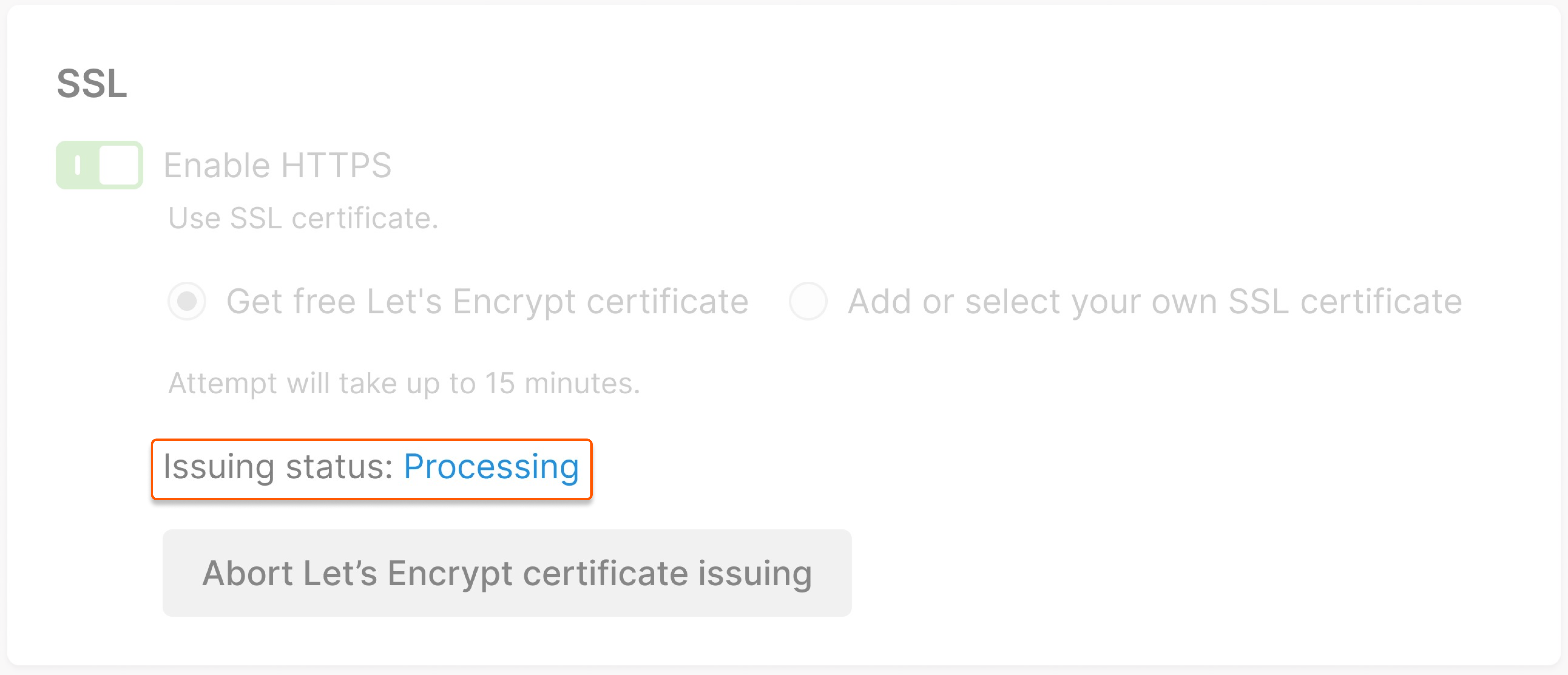 Processing status