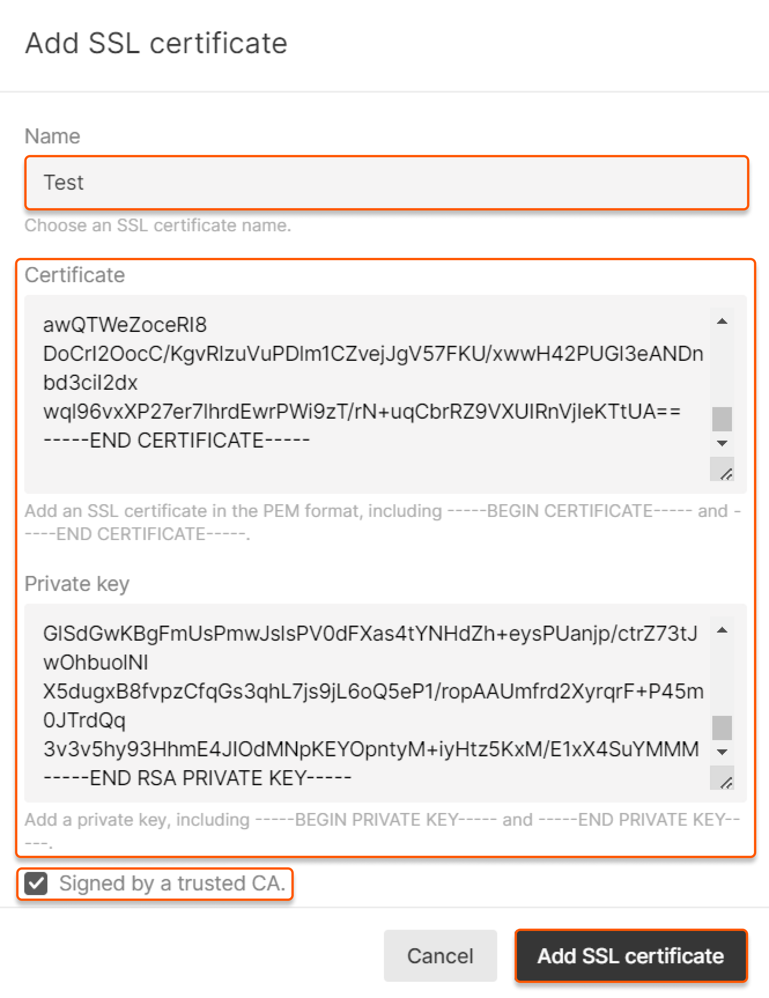 Add SSL certificate