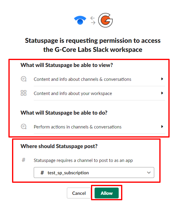 Enter Status page