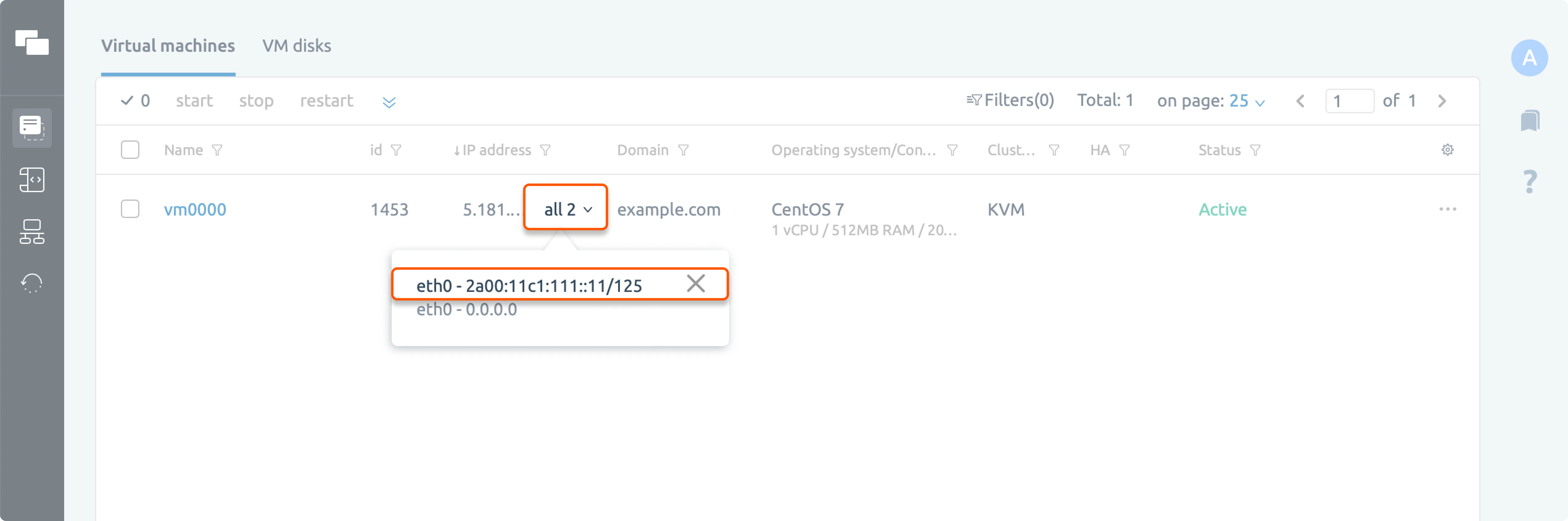 Allocate an IPv6 address in VMmanager 6