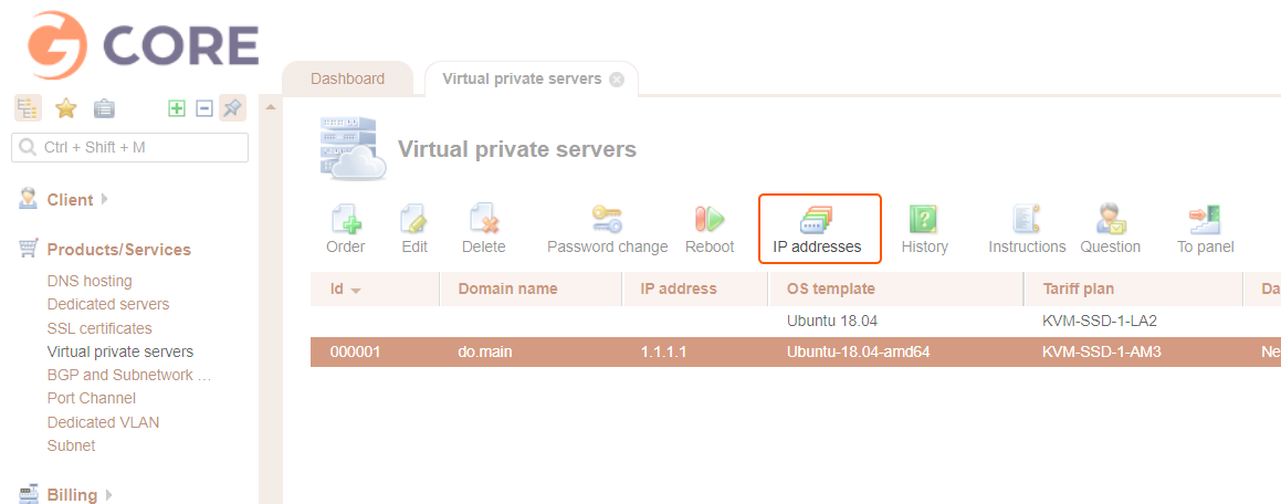IP addresses list
