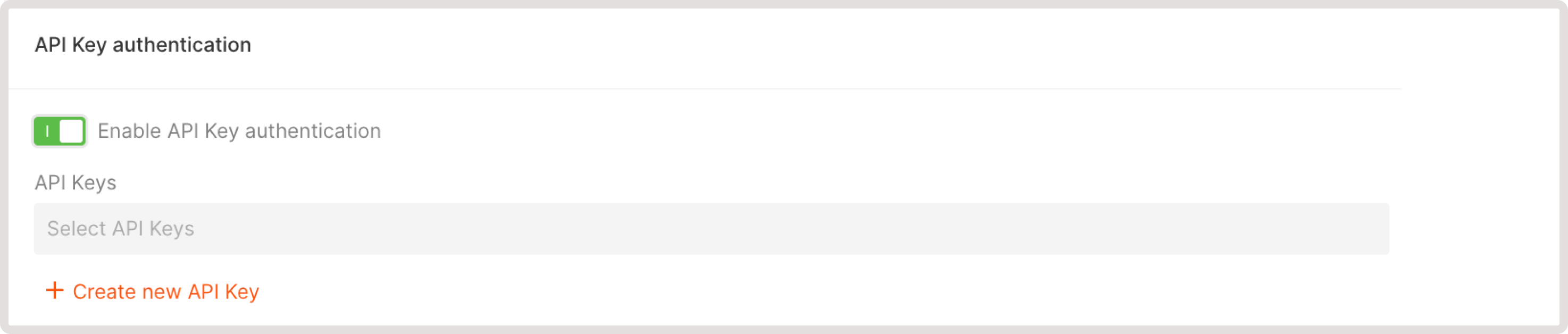 API keys settings