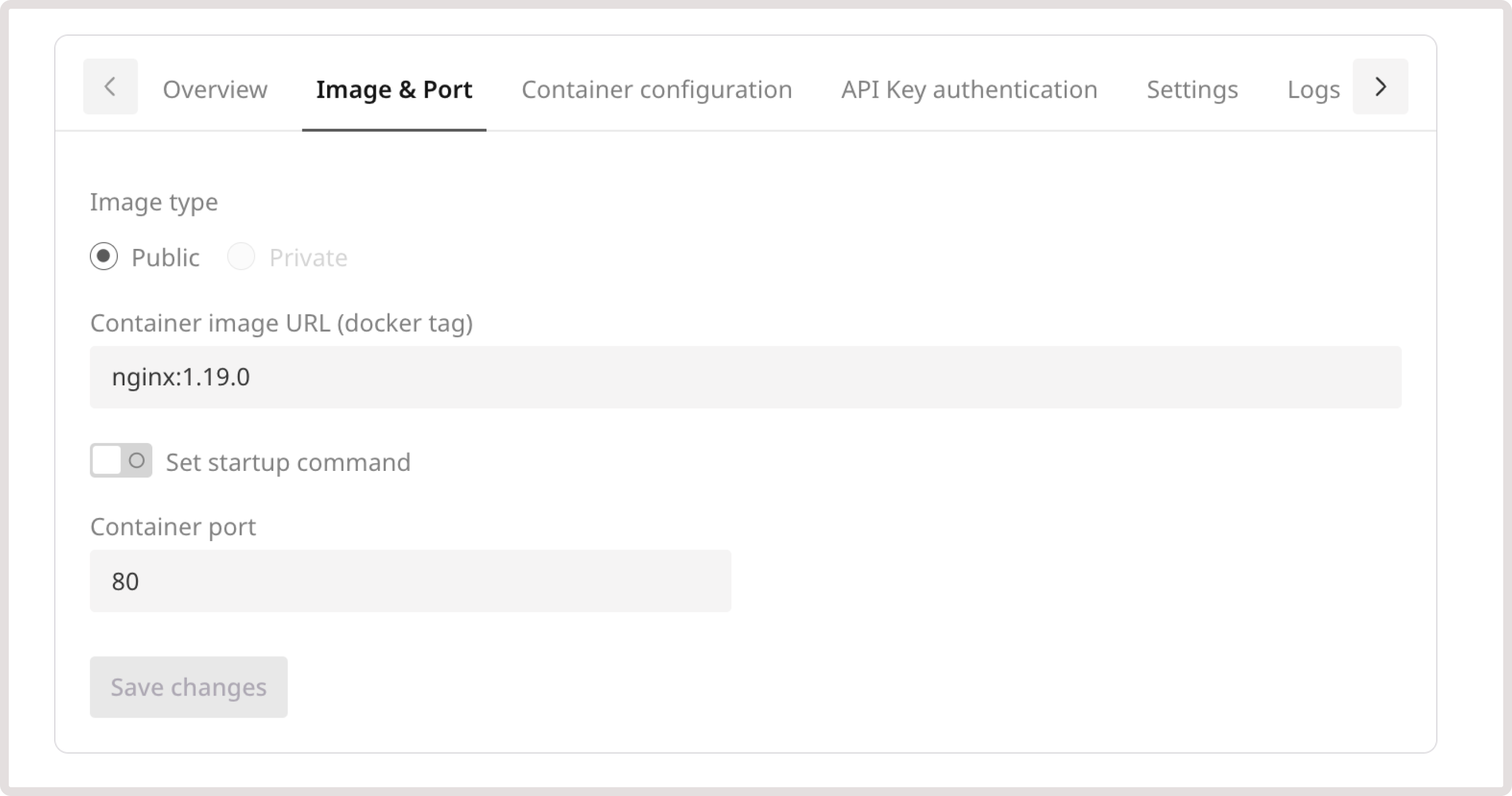 Image & port tab