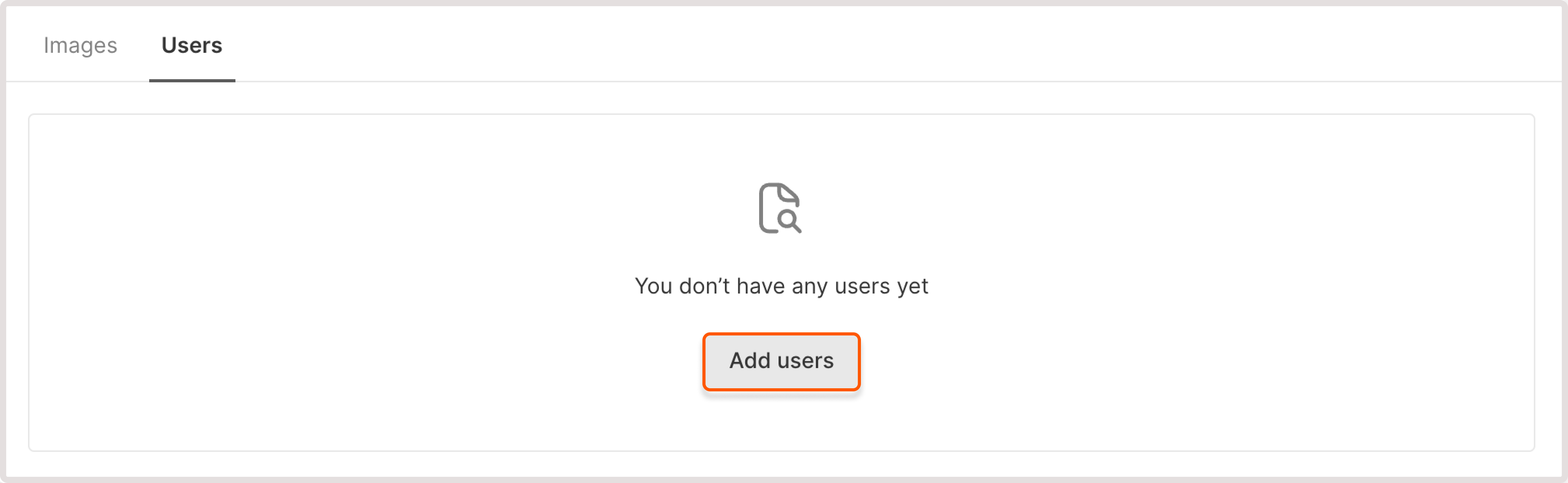 Users tab with no users created