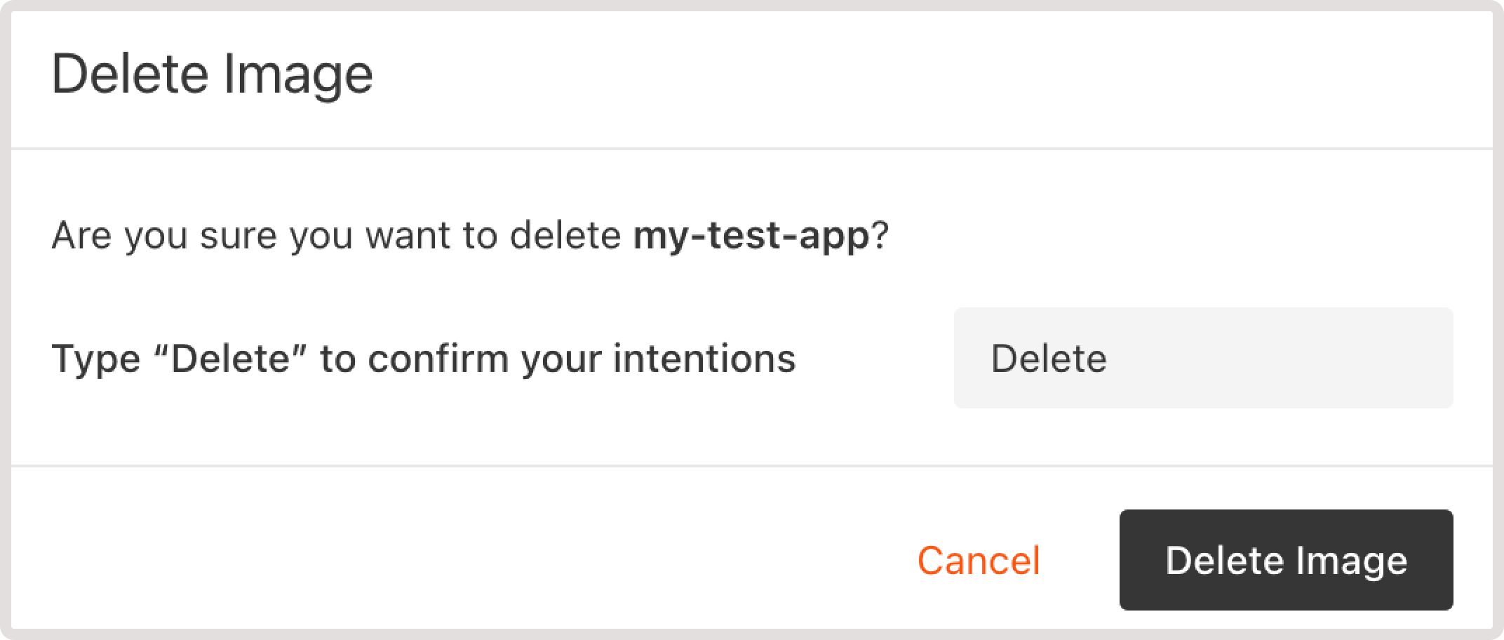 Image deletion dialog