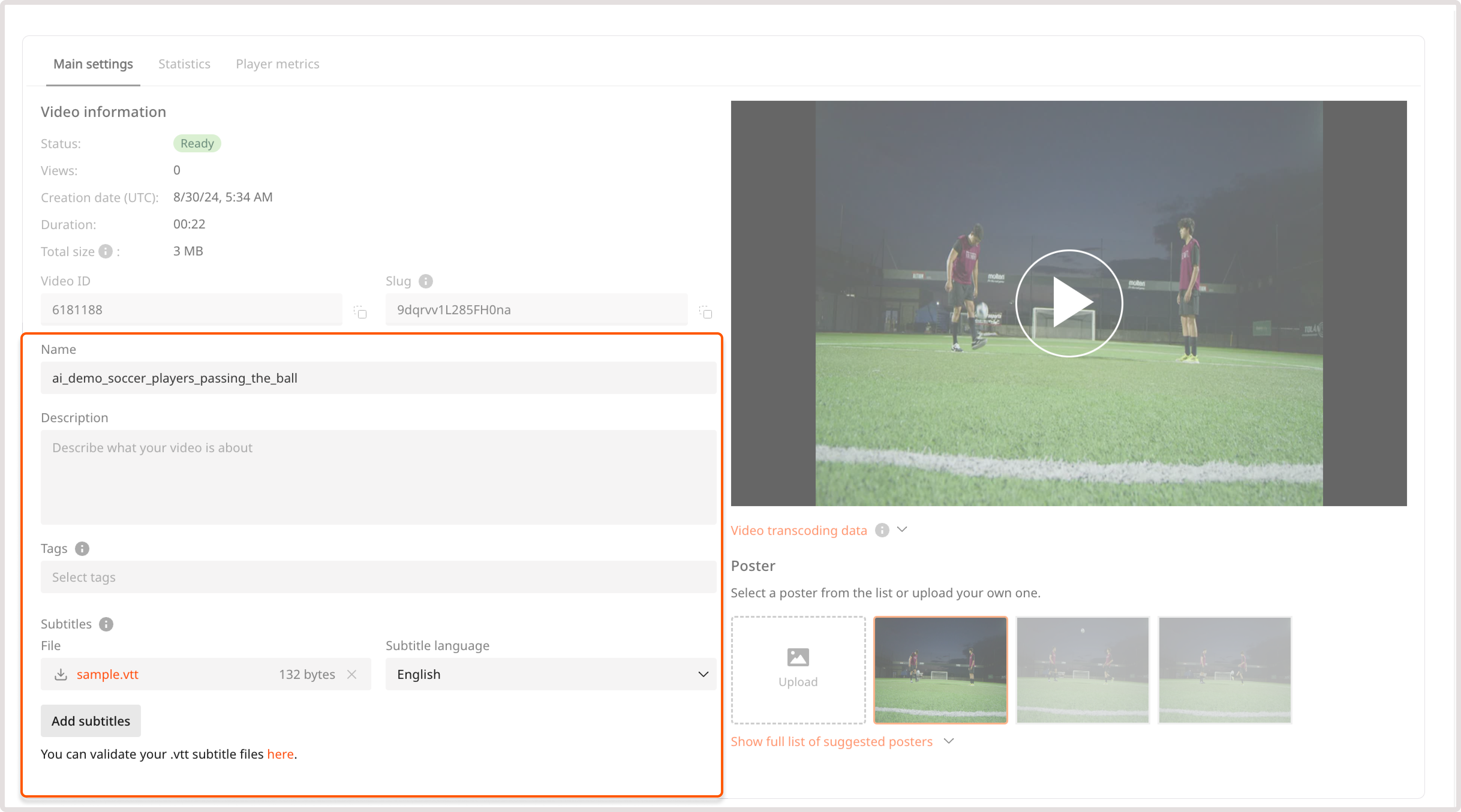 Video settings