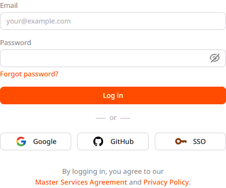 Log in page