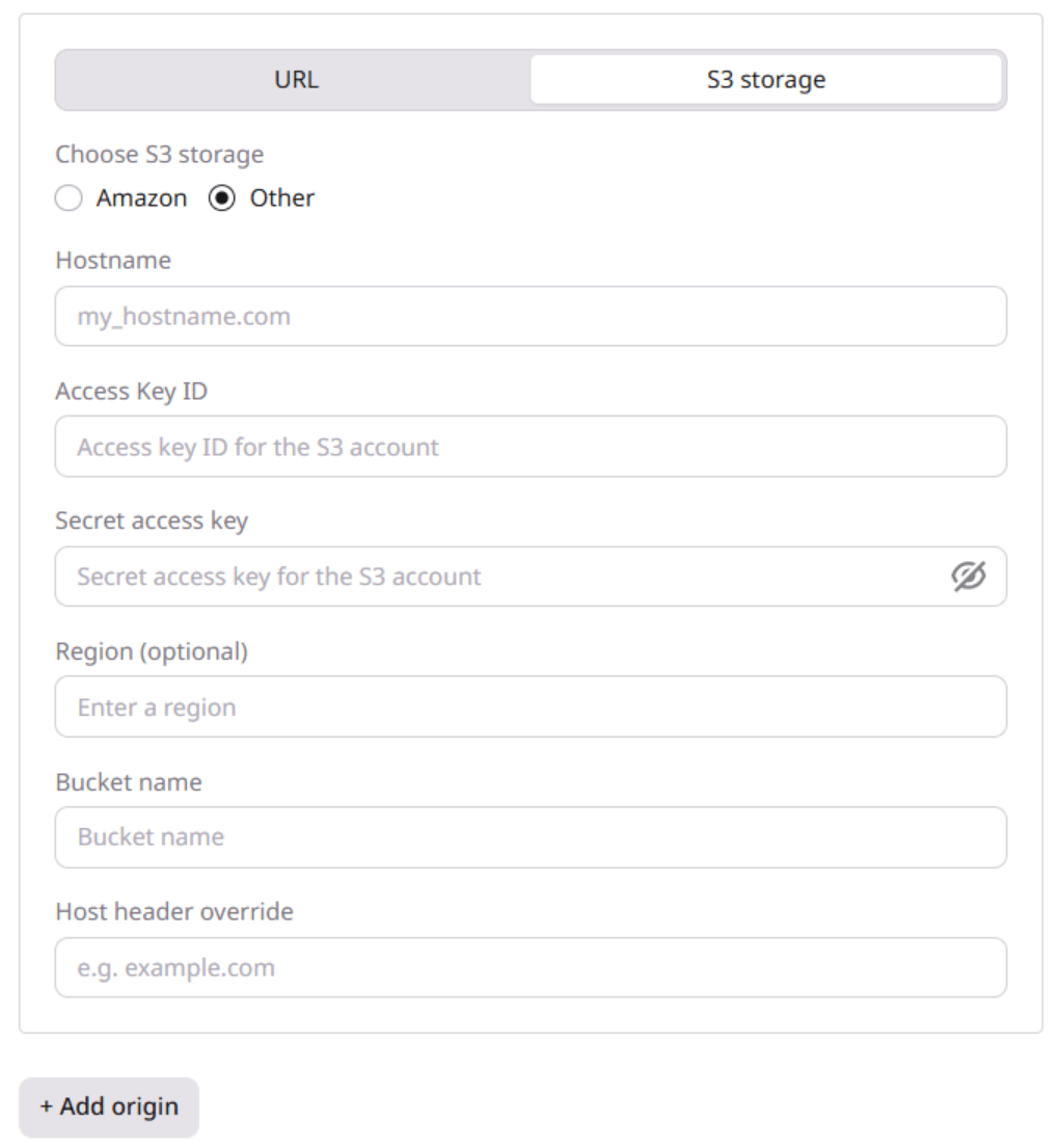 Other S3-compatible origin settings