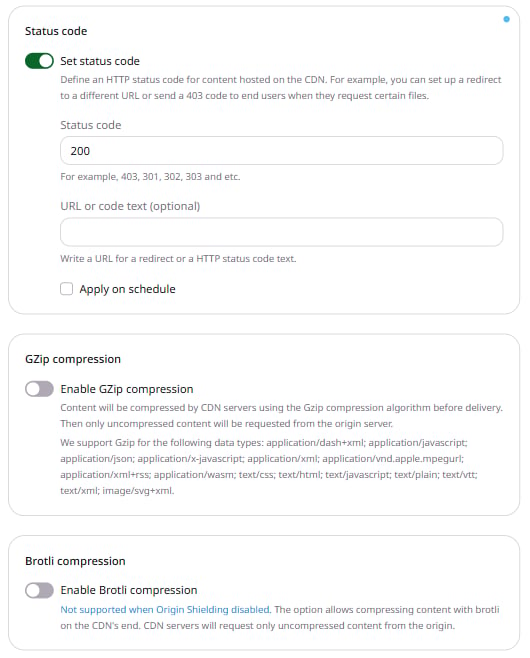 Enable the Set status code option