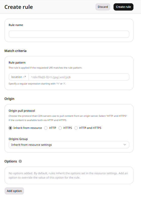 Add an option in the rule