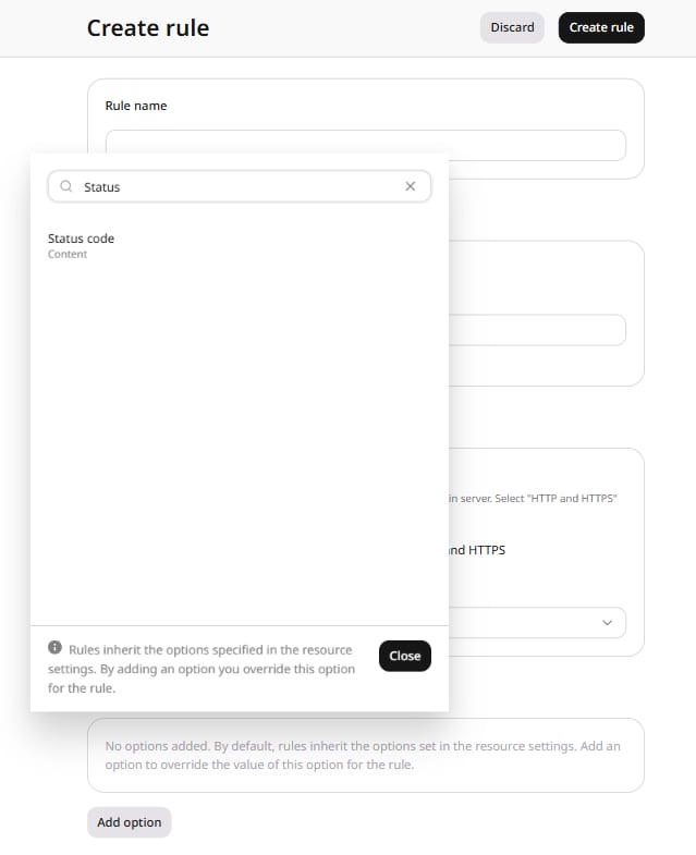 Status code option in the list