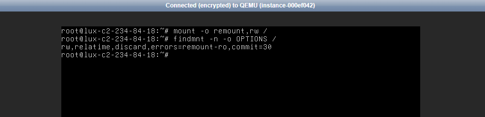 Root shell after remounting the filesystem read-write