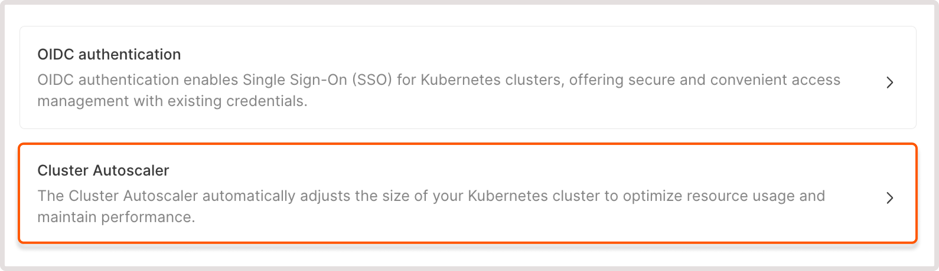 Advanced settings section in the cluster settings