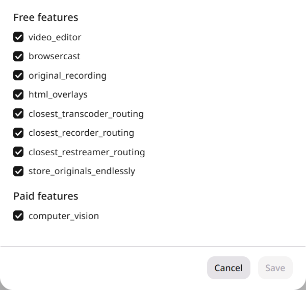 Free and paid Streaming features