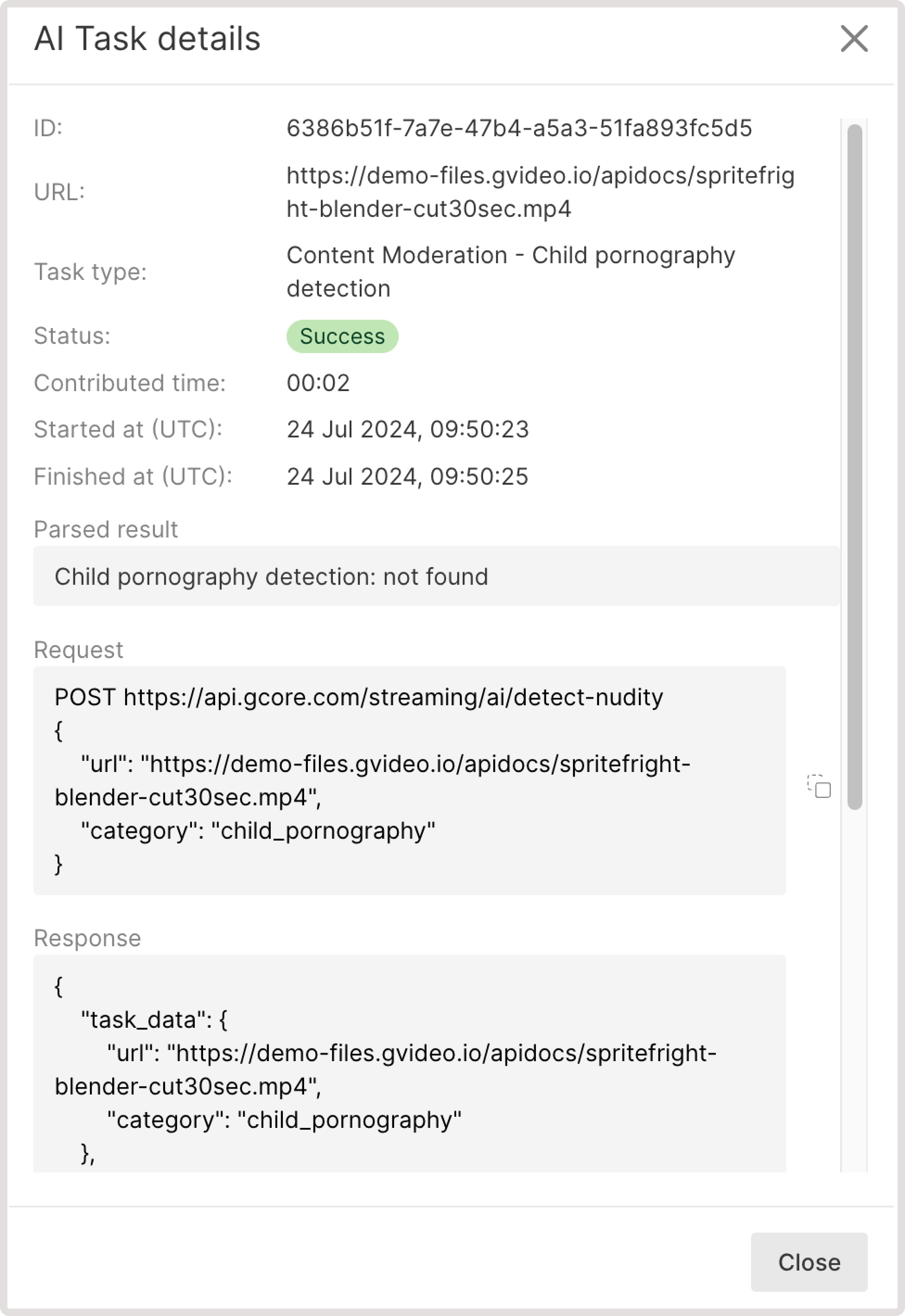 Child pornography detection task details