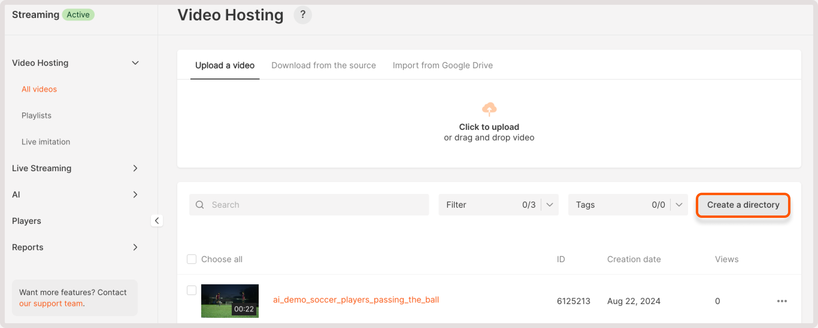 All videos page