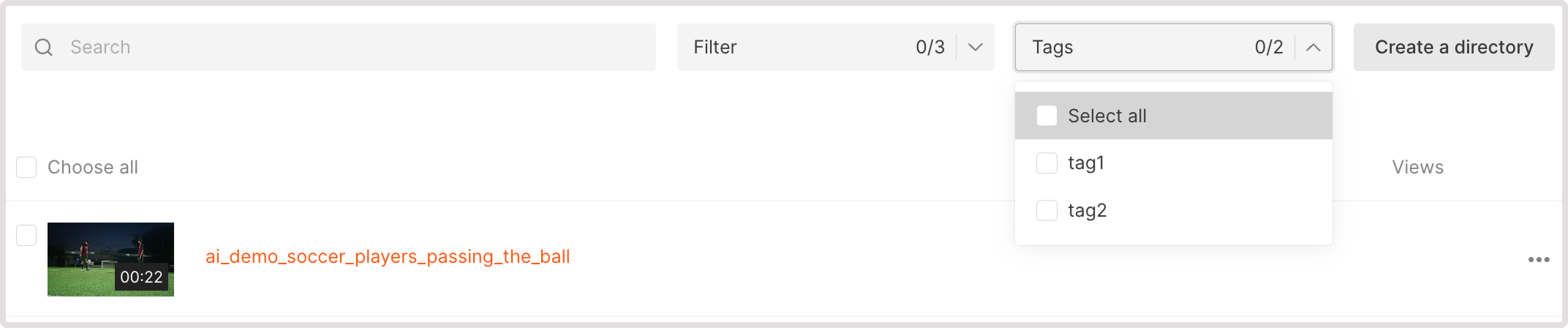 Filter videos by tags