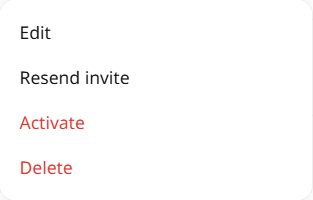 Seller menu with Activate