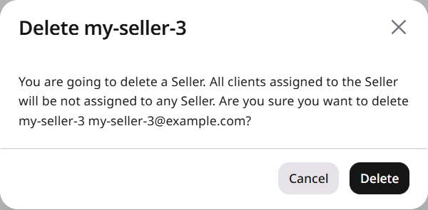 Delete confirmation for a seller