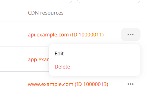 Edit and Delete in the row menu