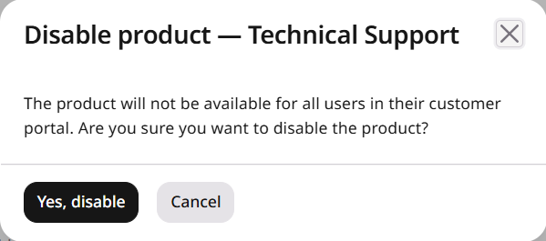 Disable product confirmation