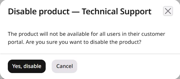 Disable product confirmation