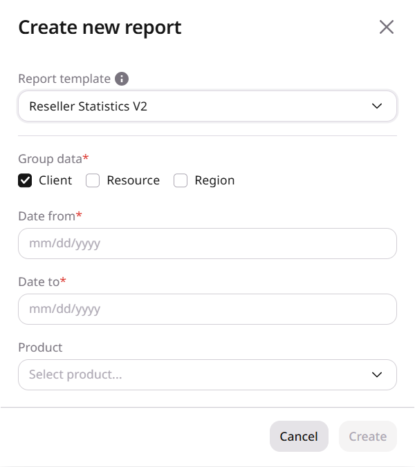 Create new report for Reseller Statistics V2