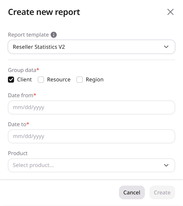 Create new report for Reseller Statistics V2