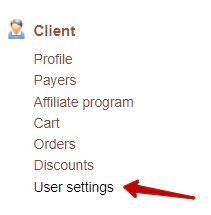 User settings