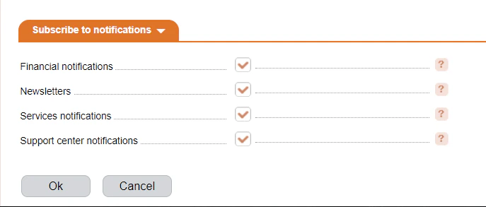 List of notifications